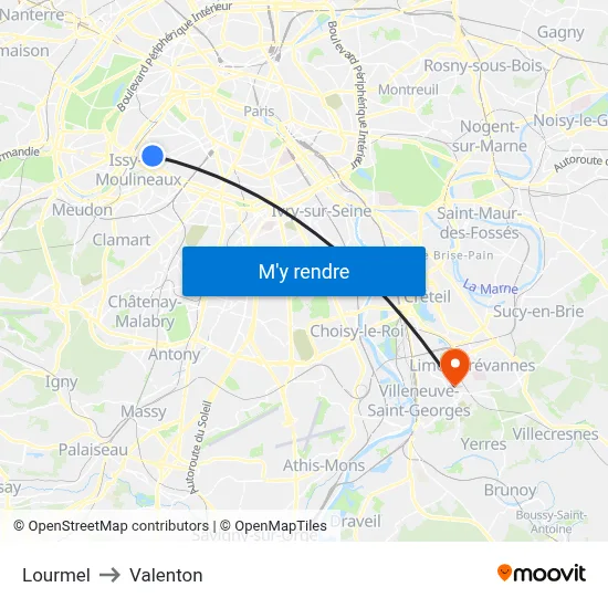 Lourmel to Valenton map