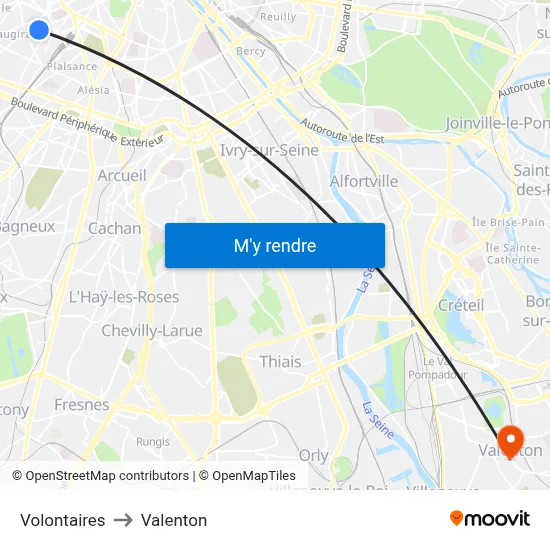 Volontaires to Valenton map