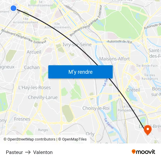 Pasteur to Valenton map
