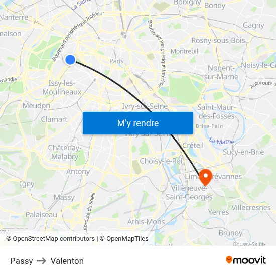 Passy to Valenton map