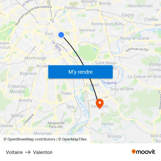 Voltaire to Valenton map