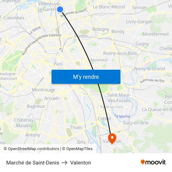 Marché de Saint-Denis to Valenton map