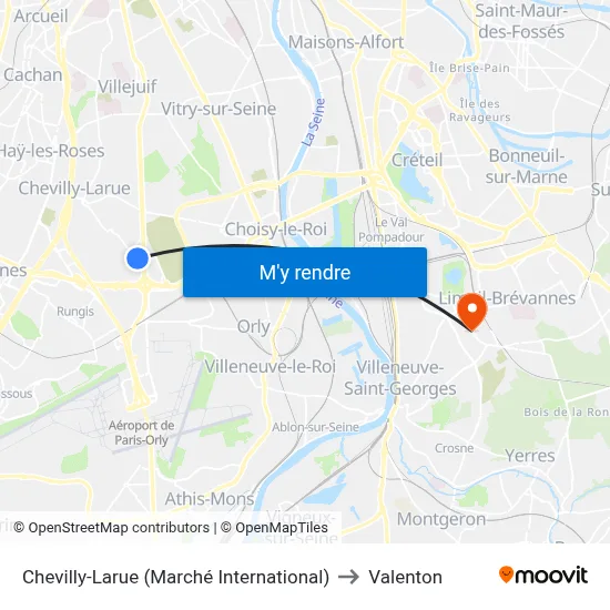 Chevilly-Larue (Marché International) to Valenton map
