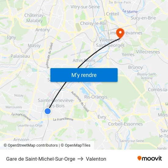 Gare de Saint-Michel-Sur-Orge to Valenton map