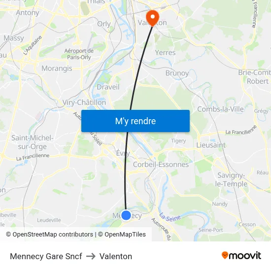 Mennecy Gare Sncf to Valenton map