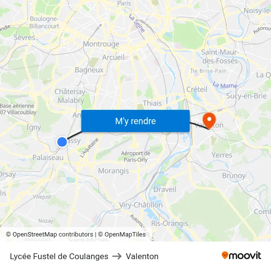 Lycée Fustel de Coulanges to Valenton map