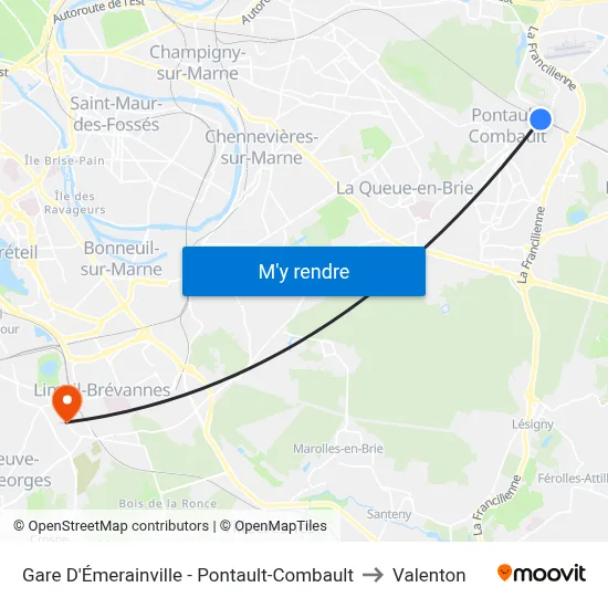 Gare D'Émerainville - Pontault-Combault to Valenton map