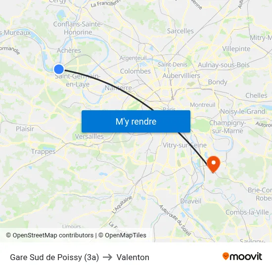Gare Sud de Poissy (3a) to Valenton map