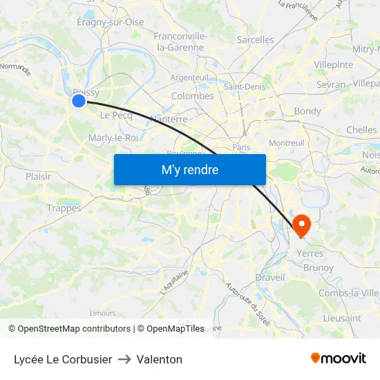 Lycée Le Corbusier to Valenton map