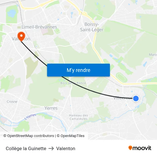 Collège la Guinette to Valenton map
