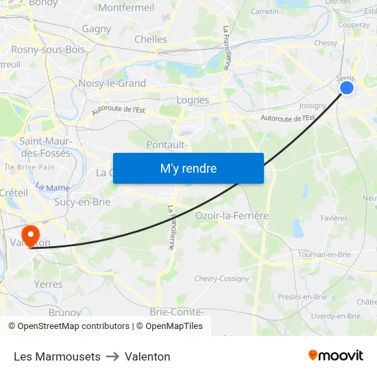 Les Marmousets to Valenton map