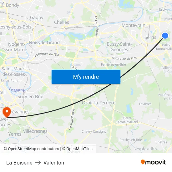 La Boiserie to Valenton map