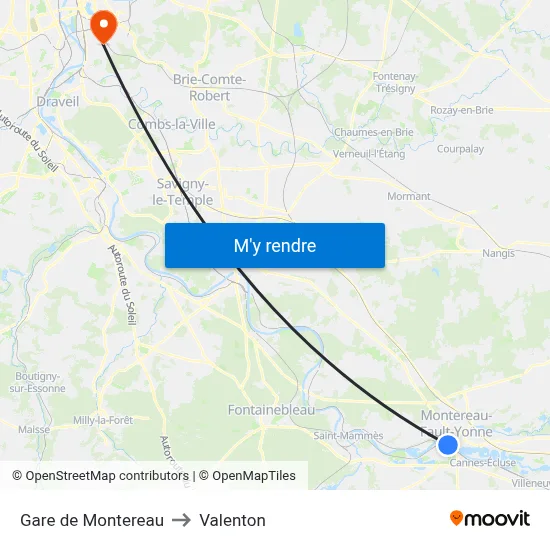 Gare de Montereau to Valenton map