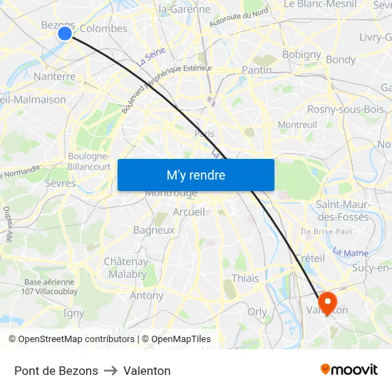 Pont de Bezons to Valenton map