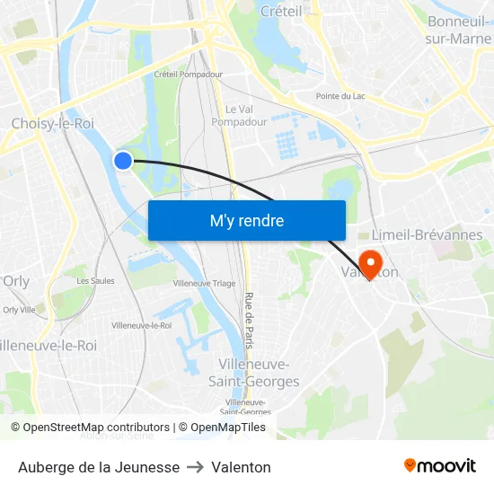 Auberge de la Jeunesse to Valenton map
