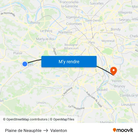 Plaine de Neauphle to Valenton map
