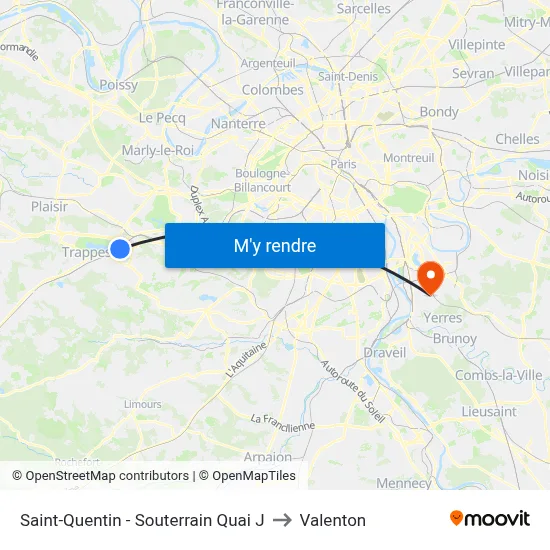 Saint-Quentin - Souterrain Quai J to Valenton map