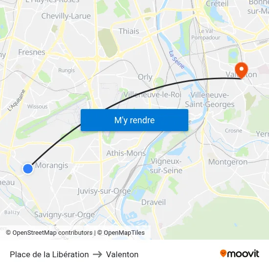 Place de la Libération to Valenton map