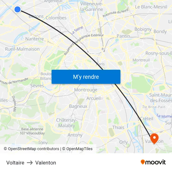 Voltaire to Valenton map