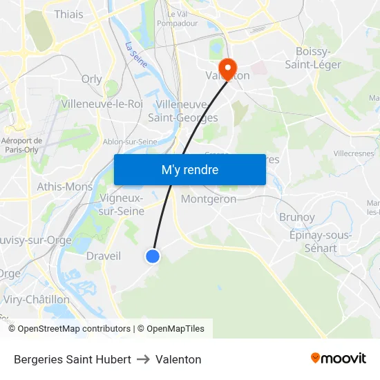 Bergeries Saint Hubert to Valenton map