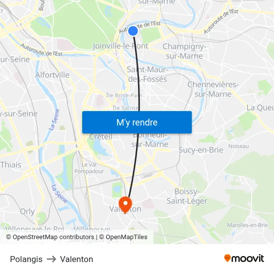 Polangis to Valenton map