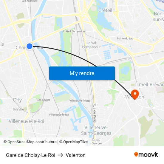 Gare de Choisy-Le-Roi to Valenton map