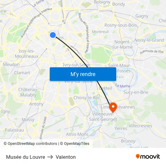 Musée du Louvre to Valenton map