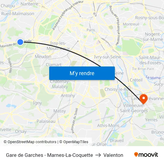 Gare de Garches - Marnes-La-Coquette to Valenton map