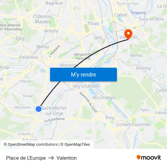 Place de L'Europe to Valenton map