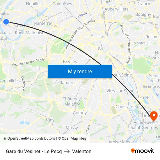 Gare du Vésinet - Le Pecq to Valenton map