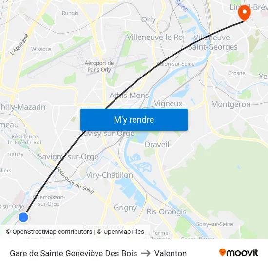 Gare de Sainte Geneviève Des Bois to Valenton map