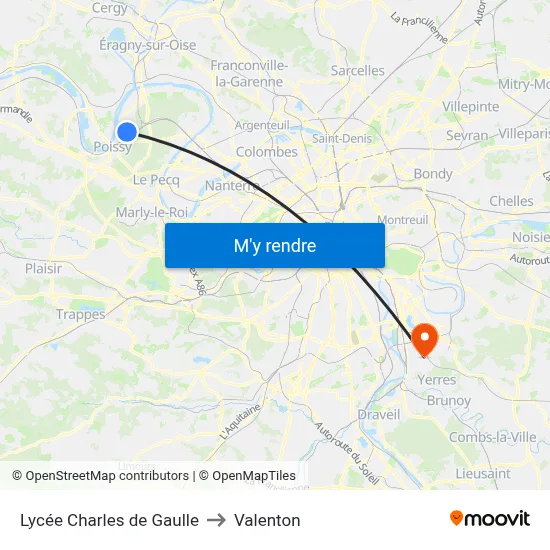 Lycée Charles de Gaulle to Valenton map