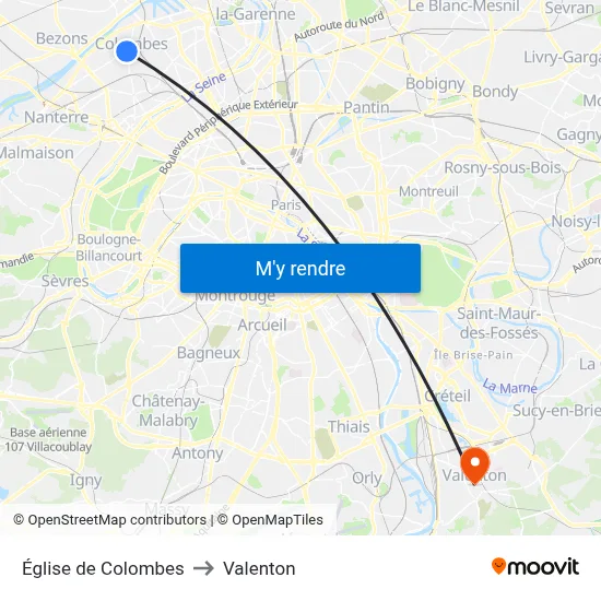 Église de Colombes to Valenton map