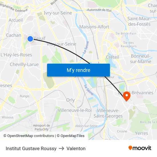 Institut Gustave Roussy to Valenton map