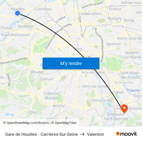 Gare de Houilles - Carrières-Sur-Seine to Valenton map