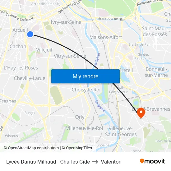 Lycée Darius Milhaud - Charles Gide to Valenton map