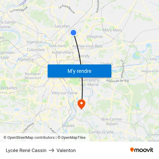 Lycée René Cassin to Valenton map