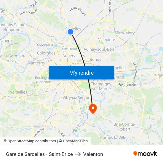 Gare de Sarcelles - Saint-Brice to Valenton map
