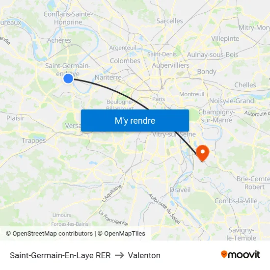 Saint-Germain-En-Laye RER to Valenton map
