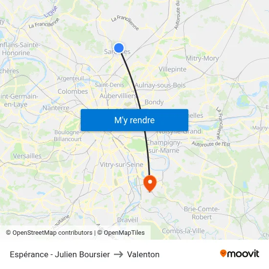Espérance - Julien Boursier to Valenton map