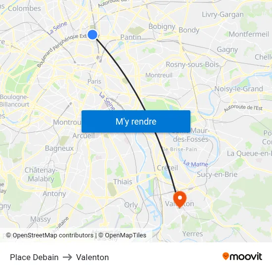 Place Debain to Valenton map