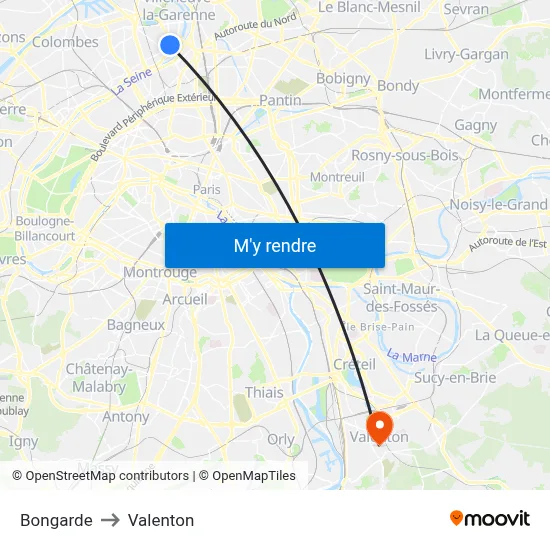 Bongarde to Valenton map