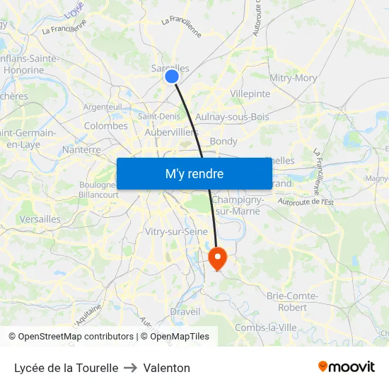 Lycée de la Tourelle to Valenton map