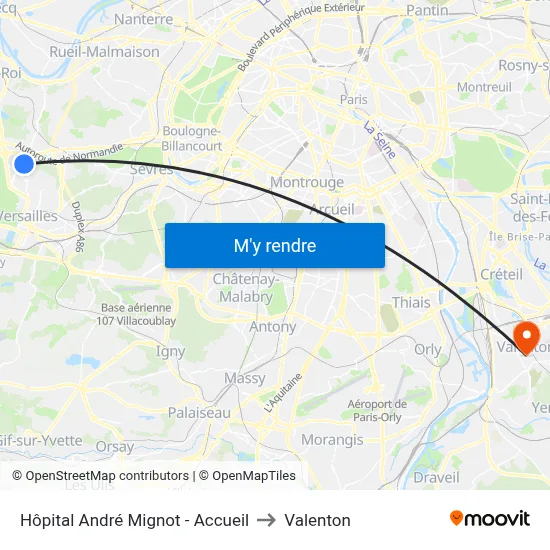 Hôpital André Mignot - Accueil to Valenton map