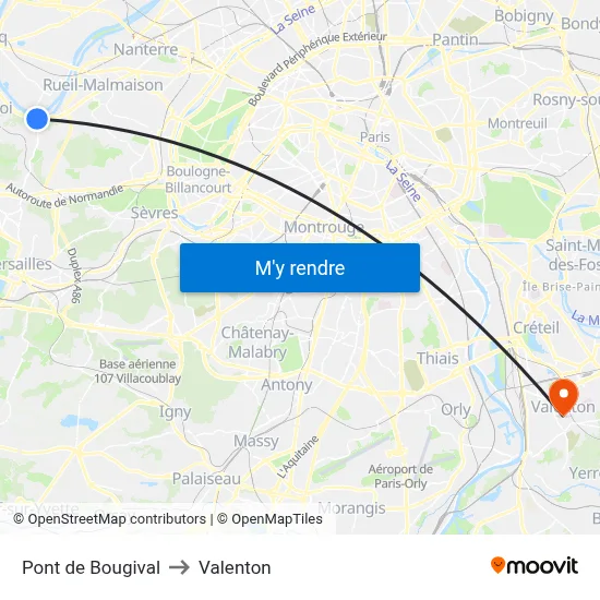 Pont de Bougival to Valenton map