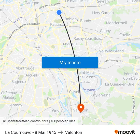 La Courneuve - 8 Mai 1945 to Valenton map