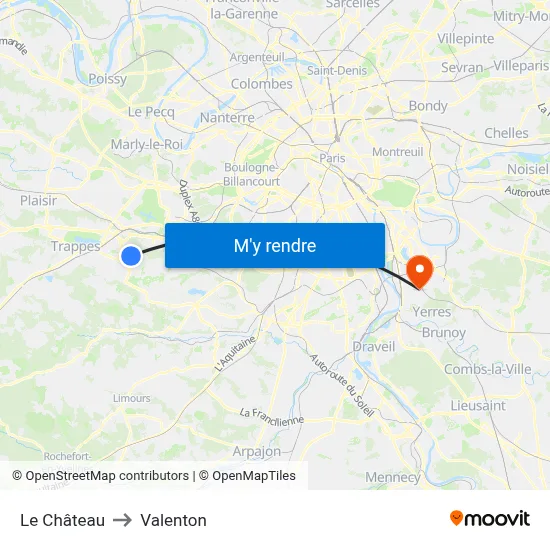 Le Château to Valenton map