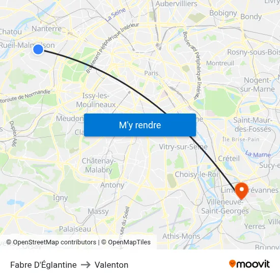 Fabre D'Églantine to Valenton map