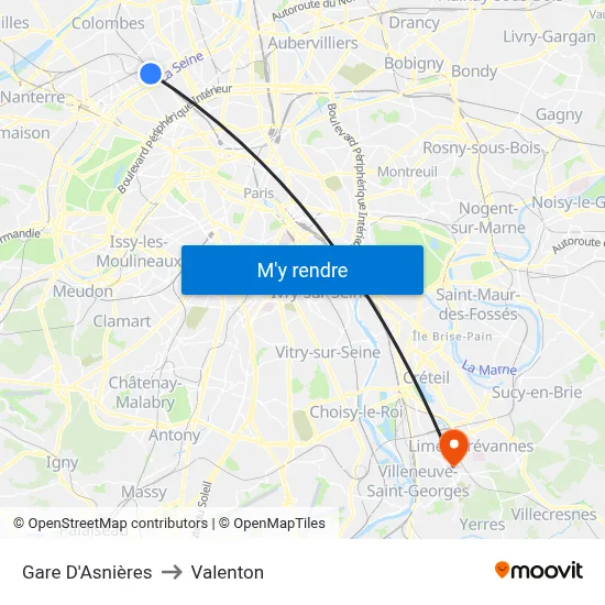 Gare D'Asnières to Valenton map