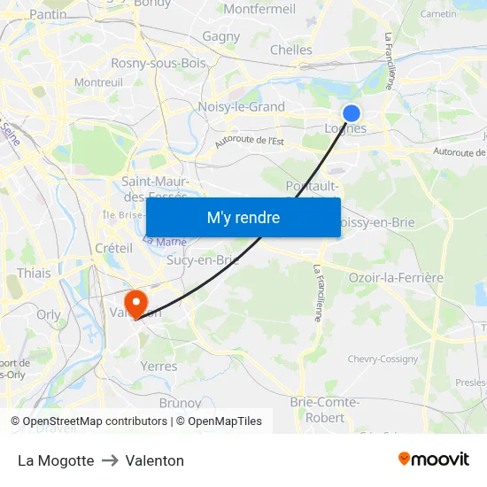 La Mogotte to Valenton map